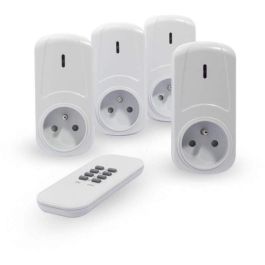 Chacon Kit 4 Tomas de Corriente Inalámbricas para Encendido/Apagado con Control Remoto 4 Canales, 2000W, Alcance 25m Chacon Kit 4 Tomas de Corriente Inalámbricas para Encendido/Apagado con Control Remoto 4 Canales, 2000W, Alcance 25m