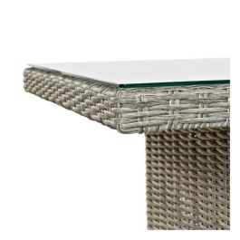 DKD Home Decor Sofá de Jardín y Terraza Gris 204x267x90 cm Set 4 Piezas Desmontable con Cojines Ratán Sintético