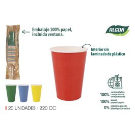 Set de 20 vasos de cartón multicolor 220 cc - Algon (20 Unidades) Precio: 15.49999957. SKU: B1C4GHA6NQ