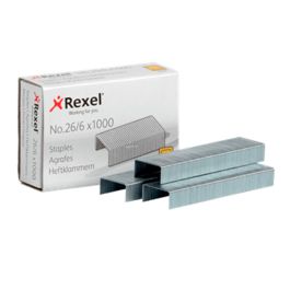 Grapas Rexel 26-6 mm Galvanizada Caja De 1000 Unidades