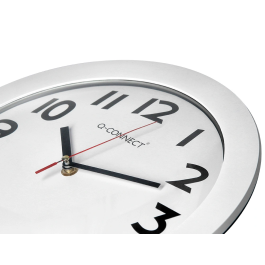 Q-connect Reloj de Pared Redondo Plástico Oficina 30 cm Marco Blanco