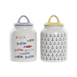 Bote Mediterraneo DKD Home Decor Multicolor Blanco 11 x 19 x 11 cm (2 Unidades) Precio: 16.68999948. SKU: B16FJ9TB53