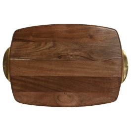 DKD Home Decor Tabla Cortar Woodsun 23 Natural Dorado Acacia Inox 26.6 x 4.5 x 40.5 cm