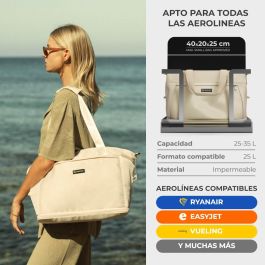 Numada Bolsa de Avión Beige 25 - 35 l con Bolsillo Portátil y Zapatero Resistente al Agua