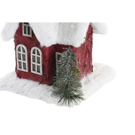DKD Home Decor Set de 2 Casas de Navidad Tradicionales Porexpan Natural Rojo Blanco 16.5x17x17 cm Surtido Aleatorio