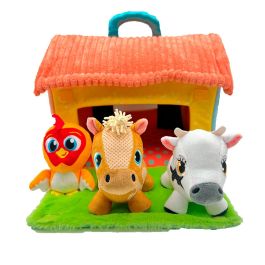 Bandai Ar85000 Mi Primera Granja de Zenón Musical Maletín de Peluche con 3 Mini Peluches: Vaca Lola, Bartolito, Percherón +18M