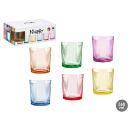 Vivalto Vaso de Vidrio con Rayas, Surtido 6 Colores, 360 ml (24 Unidades) Precio: 20.59000009. SKU: B1KNBGH6SB