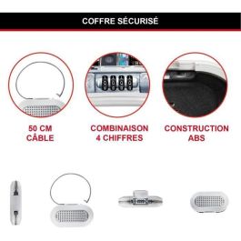 Master Lock Mini caja fuerte portátil de viaje con cable de seguridad integrado, combinación programable de 4 dígitos, puerto para cable, ABS resistente, Blanco