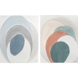 DKD Home Decor Cuadro Moderno Lienzo Pino Pintado a Mano Azul Verde 3.7 x 100 x 80 cm (2 Unidades) Precio: 77.92884. SKU: S3028224