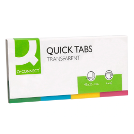 Q-connect Banderitas separadoras 25x45 mm transparentes y color pack 4 con 50 hojas