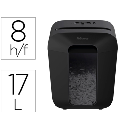 Fellowes LX-45 Destructora de documentos P4, capacidad corte 8 hojas, destruye grapas, clips y tarjetas