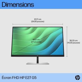HP Monitor E27 G5 27" 1920x1080 IPS 5ms 75Hz HDMI DisplayPort USB-Hub VESA Negro