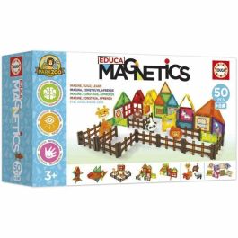 EDUCA EDU8412668202702 Magnetics Zoo Park - Juego de Construcción - 50 piezas magnéticas, 4 animales, 8 cartas - Desde 3 años