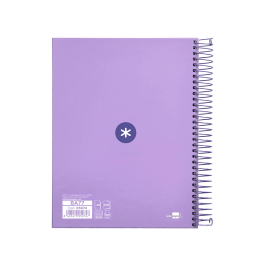 Antartik Cuaderno espiral A5, 120 hojas, 90 gr, cuadro 5mm, tapa forrada, color lavanda