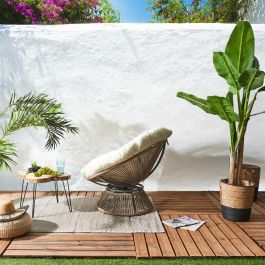 Home Deco Factory Butaca Giratoria Cancún Blanca Acolchada Cómoda para Jardín o Terraza 96x86x77 cm