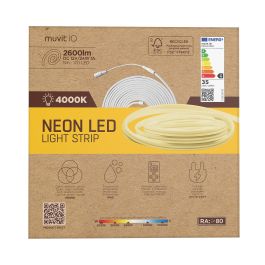 Muvit Io Neon Tira LED IP65 5m Blanco Medio 4000K 120 LEDs/m 2600lm DC 12V con Mando a Distancia