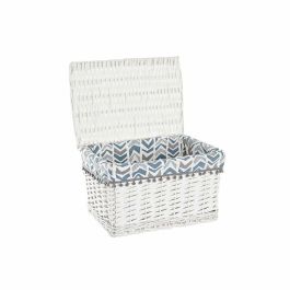 Cesta DKD Home Decor Blanco Azul 35 x 30 x 45 cm Set de 2