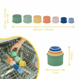 Badabulle Juego de 7 vasos apilables numerados - Juguetes de baño de silicona suave