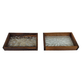 DKD Home Decor Bandeja Vaciabolsillos Balines Teca y Capiz, Beige Blanco Natural Dorado, 13x20x3 cm, Set 4 Unidades, Surtido Aleatorio Precio: 32.79000054. SKU: B15H7XA8HK