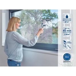 Leifheit 51030 Juego Aspirador de Ventanas Nemo, Depósito 60ml, Autonomía 45min, IPX7, Resistente al Agua