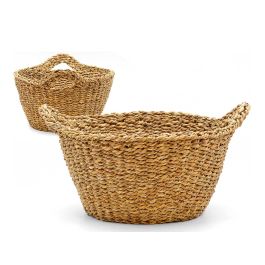 Cesto con Asa Redondo Giftdecor 41x21.5x34 cm, Alga de Mar, Marrón, 8L (6 Unidades) Precio: 31.89000012. SKU: B1J6E449VE