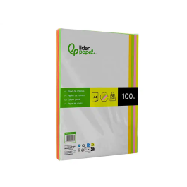 Liderpapel Papel Color DIN A4 75 gr Neón, 4 Colores Surtidos, Paquete 100 Hojas
