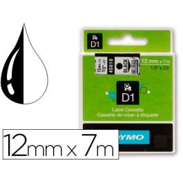 Dymo Cinta De Transferencia Termica D1 45010. Etiquetas Estándar Negro Sobre Transparente De 12 mmx7M. Poliester Autoadhesiva. Rotuladora Labelmanager