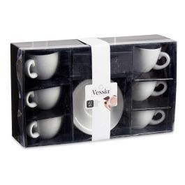 Set 6 Tazas Café Porcelana Blanca con Plato 150ml Vessia - 22x10x38 cm (6 Unidades) Set 6 Tazas Café Porcelana Blanca con Plato 150ml Vessia - 22x10x38 cm (6 Unidades)