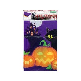 Mantel Halloween 183x132 cm Violeta Calabazas Gato