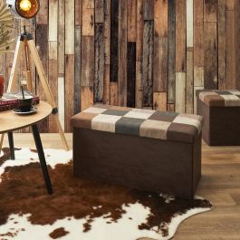 Home Deco Factory Banco-Puf Plegable Patchwork Estilo Industrial de Poliéster