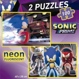 Puzzle 2x100 piezas sonic neon