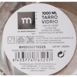 La Mediterranea Tarro de Vidrio con Tapon de Acacia 1000 ml, 10x10x20 cm (12 Unidades) La Mediterranea Tarro de Vidrio con Tapon de Acacia 1000 ml, 10x10x20 cm (12 Unidades)