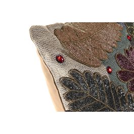 DKD Home Decor Funda Cojín Multicolor 1 x 50 x 50 cm con Hojas en Poliéster