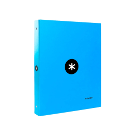 Antartik Carpeta A4 Forrada con 4 Anillas Redondas de 25 mm, Azul