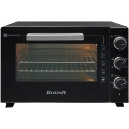 Brandt FC469MUB Mini-Horno Multifunción 46L 1800W Termostato 230°C Temporizador 120min Aluminio Negro