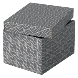 Esselte 628281 Pack 3 Cajas de Almacenaje Grises 255x200x150mm Cartón Reciclado Tapa Extraíble