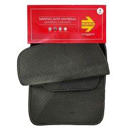 MOMO MOMLCM4A7BW Set 4 Alfombrillas Coche Universales Poliéster Negro Blanco Reforzadas Antideslizantes para Todas Condiciones