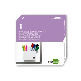 Liderpapel Cubilete Portalápices Magnético, Plástico, Blanco Opaco, 2 Compartimentos Móviles, Reciclable, 125x75x40 mm Liderpapel Cubilete Portalápices Magnético, Plástico, Blanco Opaco, 2 Compartimentos Móviles, Reciclable, 125x75x40 mm