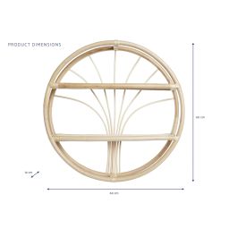 DKD Home Decor Estantería de Pared Balines de Ratán Natural 60x60x14 cm con 2 Baldas
