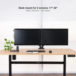 Tooq Soporte de Mesa para 2 Monitores DB5132TNR-B Giratorio Inclinable hasta 9kg Pantallas 17'-32' Negro