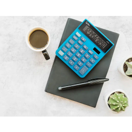 Liderpapel xf21 Calculadora de Sobremesa 10 Dígitos Solar y Pilas Color Azul 127x105x24 mm