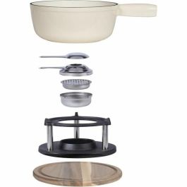 Livoo MEN426C Juego de Fondue Tradicional 2,6L para 6 Personas, Hierro Fundido Esmaltado, Apto para Todo Tipo de Fuegos, Incluye 6 Tenedores