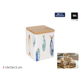 Inde Tarro de Cocina Cuadrado con Tapa de Bambú, Colección Peixe, Dimensiones: 10.2 x 10.2 x 12.7 cm (24 Unidades) Precio: 121.49999983. SKU: B12B756V5L