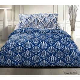 Juego nórdico 240x260 cm HOME LINGE PASSION FIBULA: Funda nórdica + 2 fundas de almohada - 100% Algodón 57 hilos - Azul