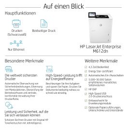 HP Impresora laser monocromo LaserJet Enterprise M612dn