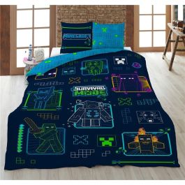 MOJANG STUDIOS Funda Nórdica Minecraft Cama 90cm Microfibra 140x200cm Poliéster 65x65cm Almohada