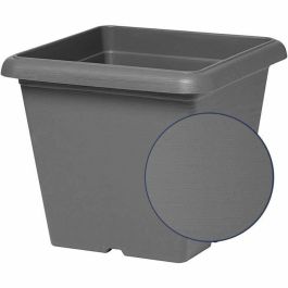 Garden ID 01061469 Maceta Cuadrada Teramo Negro-Antracita 40x35cm Resistente Arañazos Efecto Piedra Con Agujeros