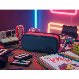 Liderpapel Estuche Portatodo Funky 3 Cremalleras Aperturas Laterales Azul Rojo Verde 220x100x65 mm