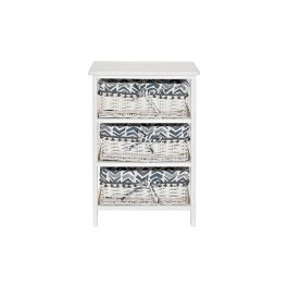 DKD Home Decor Cajonera de 3 Cajones de Madera Paulownia y Mimbre Blanca y Azul 40x29x59 cm DKD Home Decor Cajonera de 3 Cajones de Madera Paulownia y Mimbre Blanca y Azul 40x29x59 cm