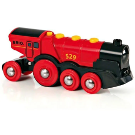 Brio World 33592 Potente Locomotora Roja a Pilas de Madera con Sonido y Luces para Niños a Partir de 3 Años
